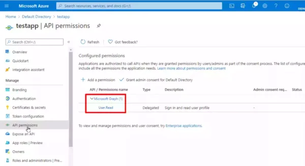 Azure AD API Permissions