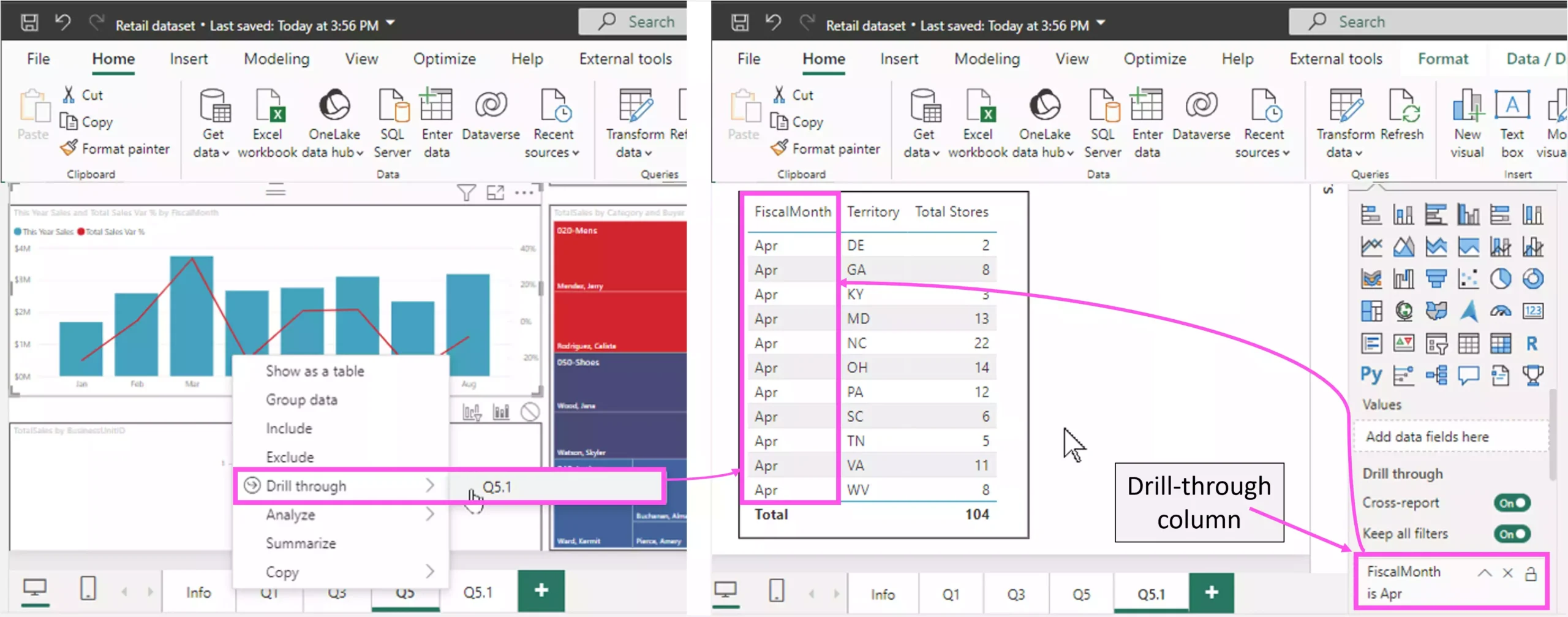 Power BI drill-through