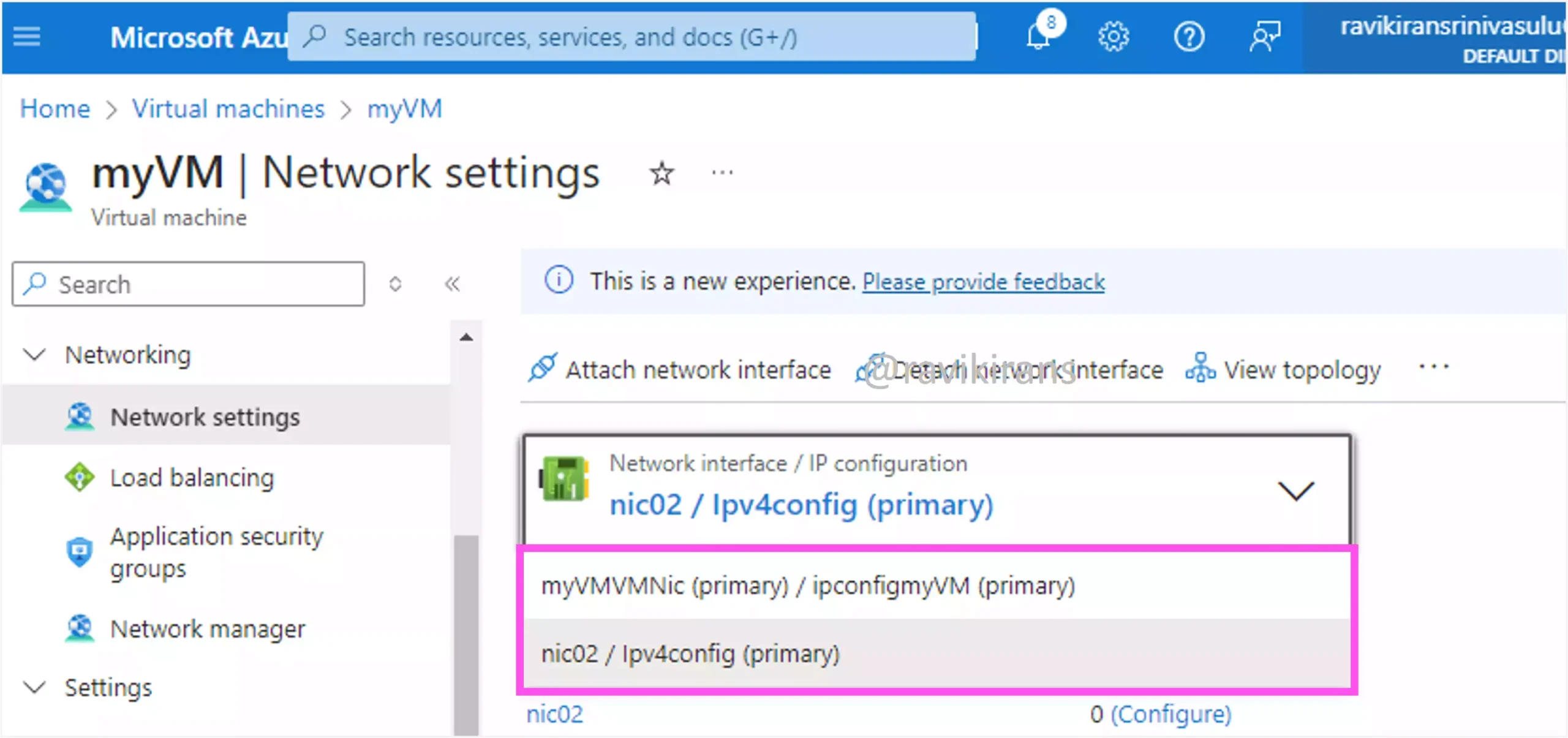 Attach 2 NICs in different subnets to Azure VM