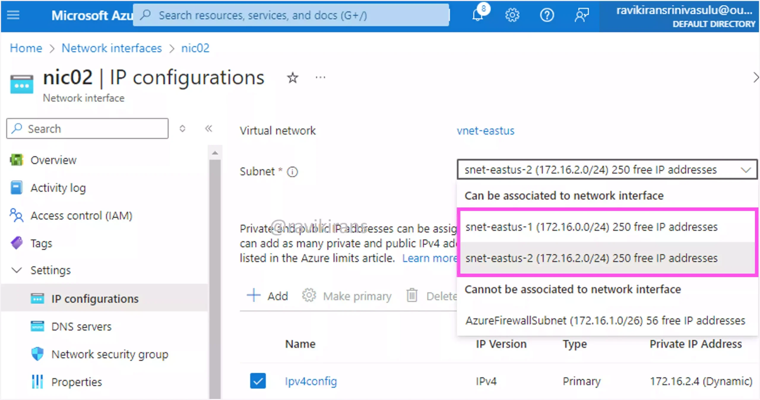 Change IP configuration of an Azure NIC