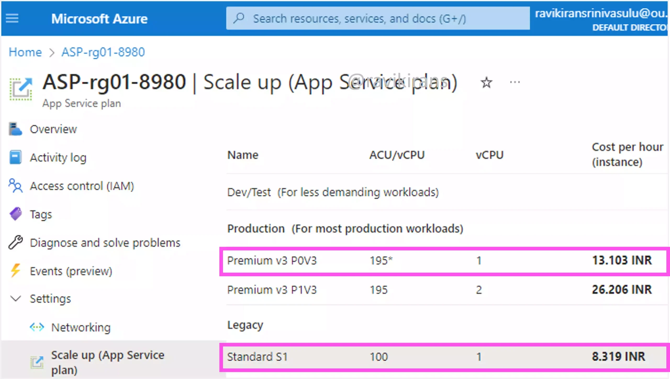 Cost of Standard and Premium App Service Plans