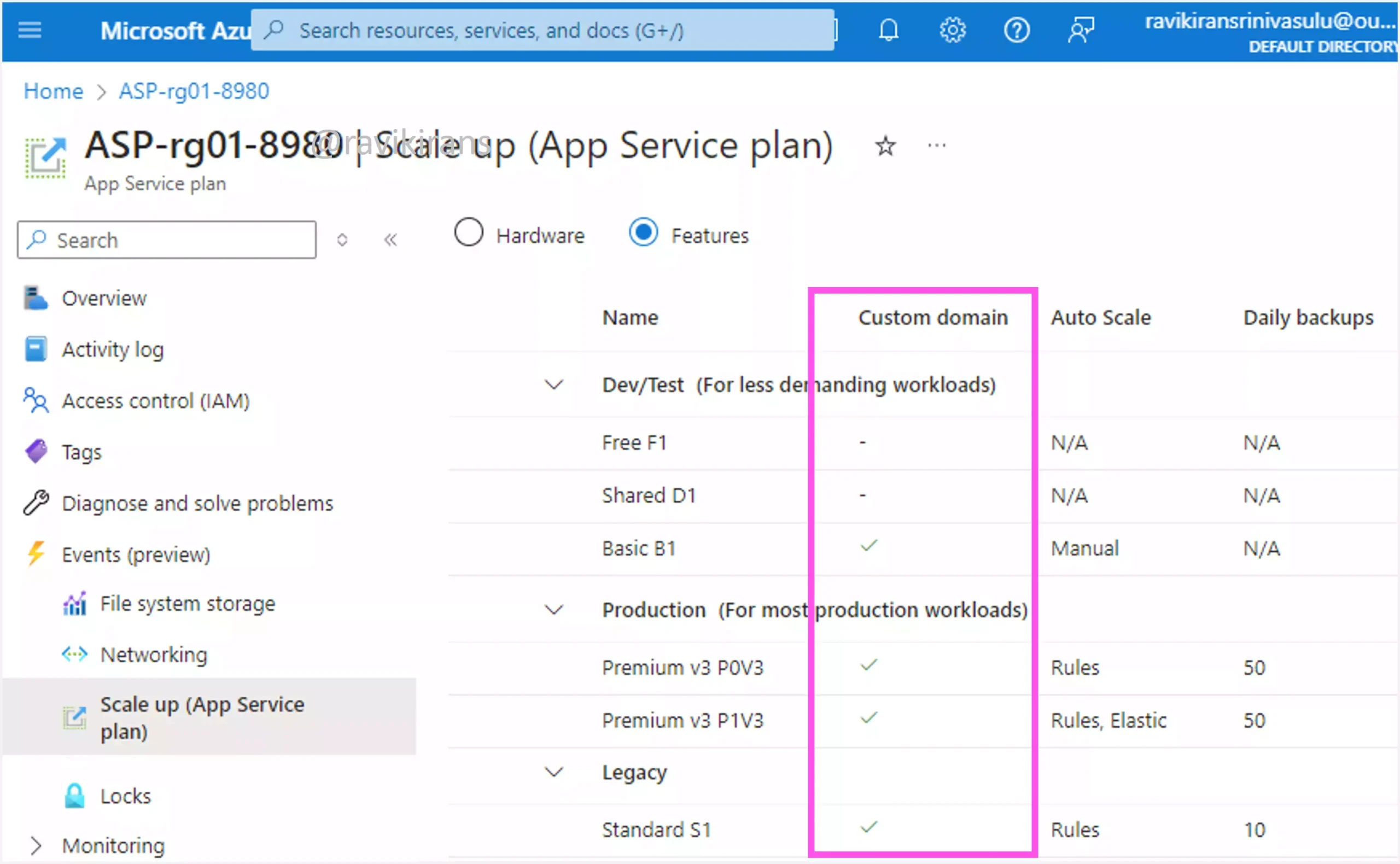 Custom domain for Azure App Service Plan