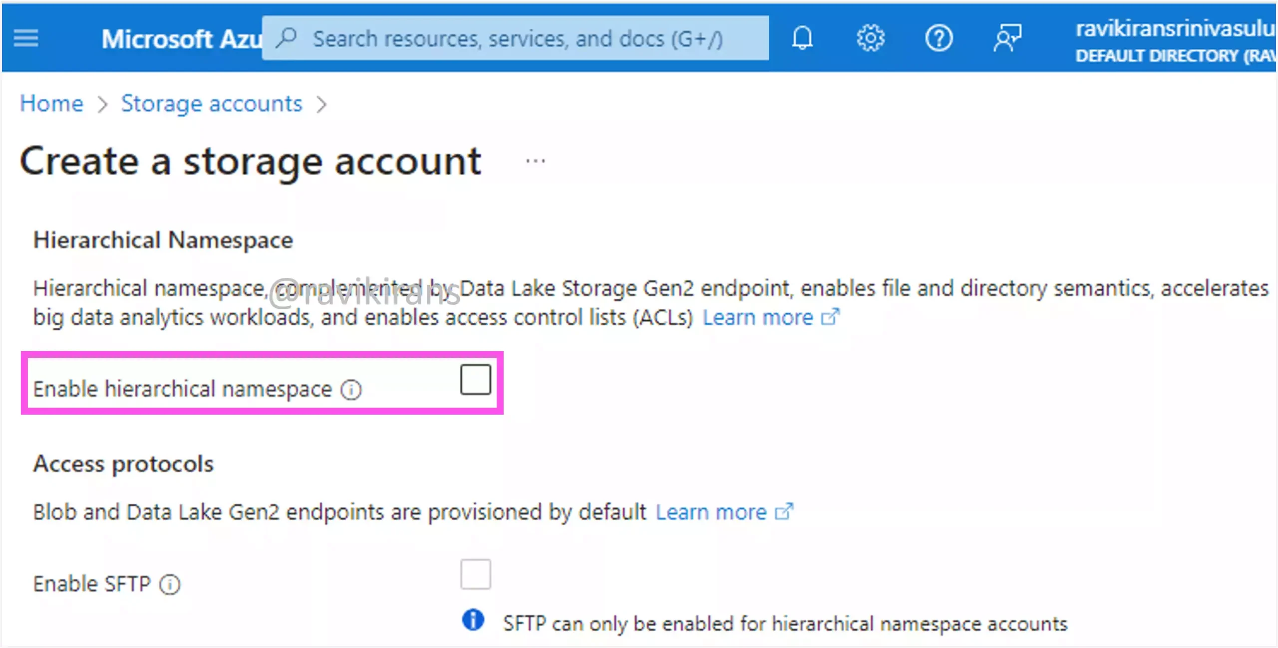 Azure storage account with Data lake storage gen2 capabilities