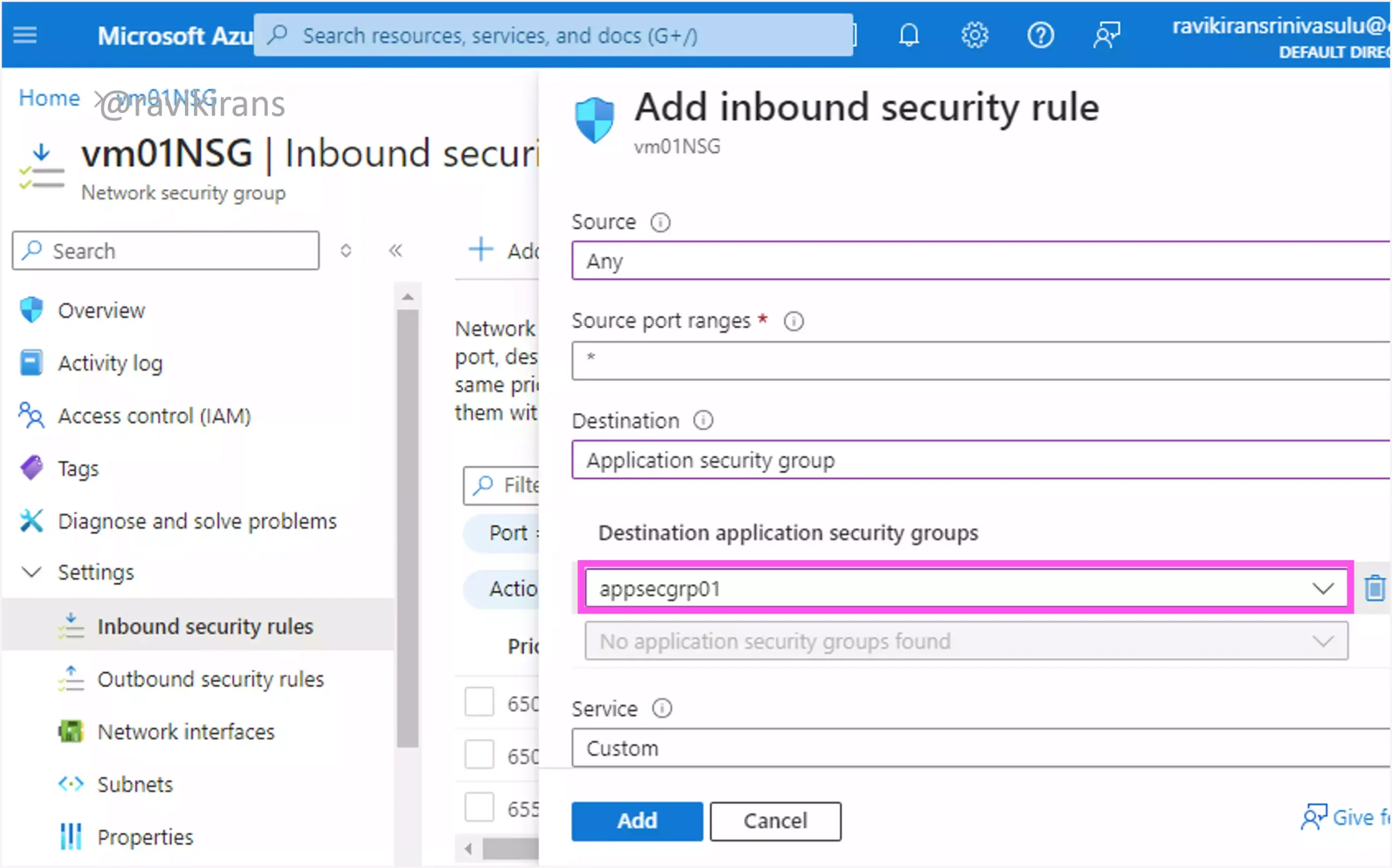 Use Application security group in an NSG rule