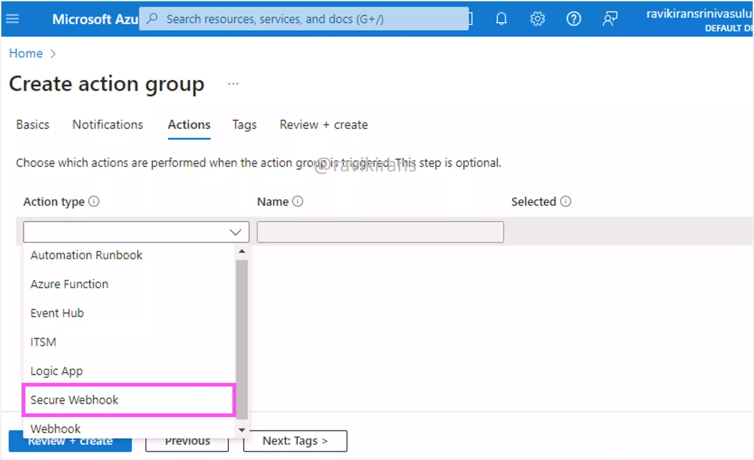 Secure webhook in Action Group