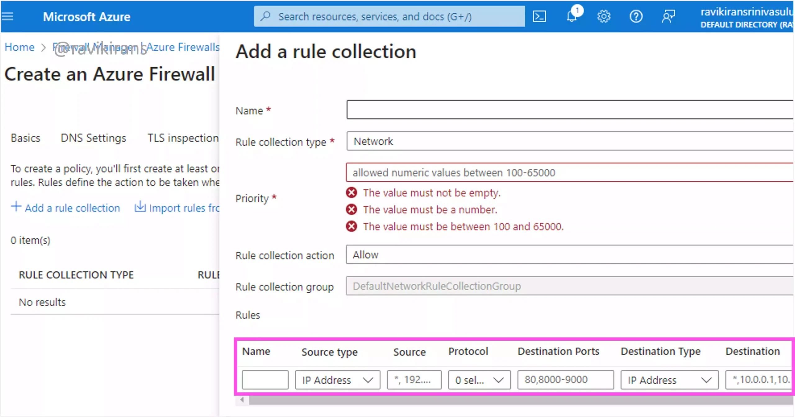 Azure Firewall rule collection