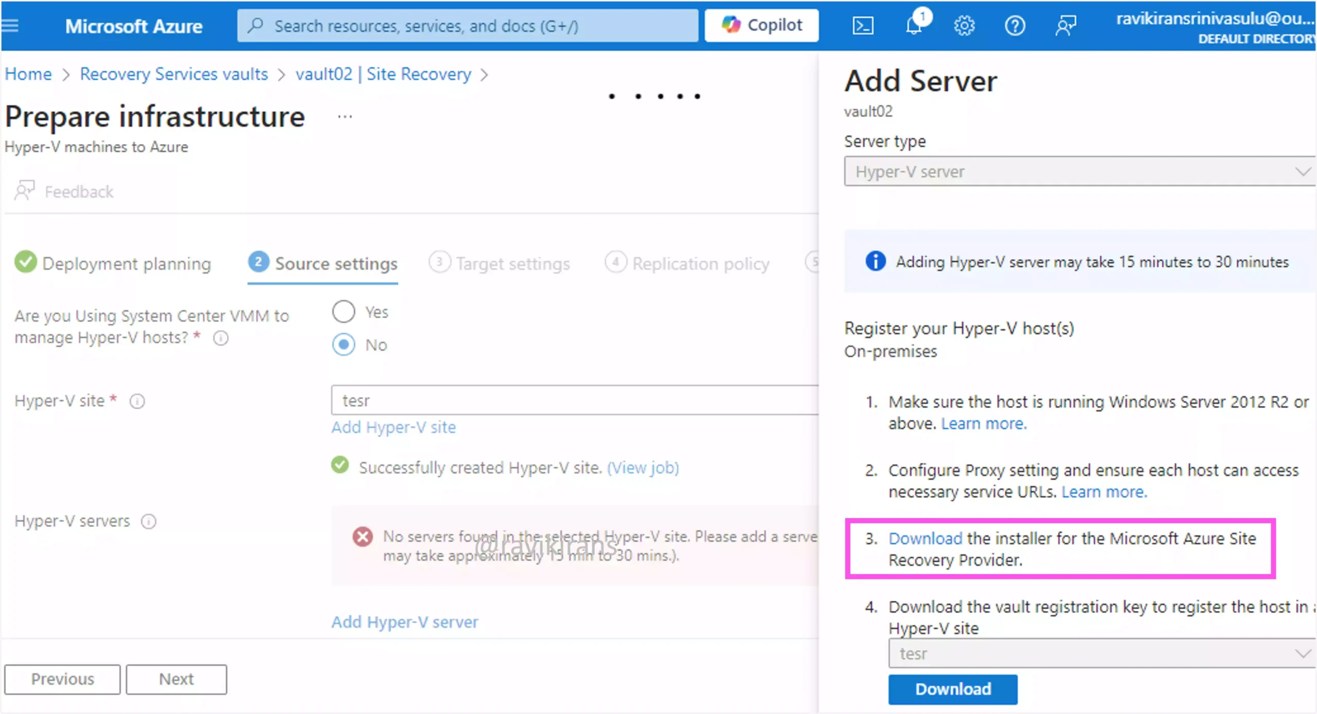 Microsoft Azure Site Recovery Provider