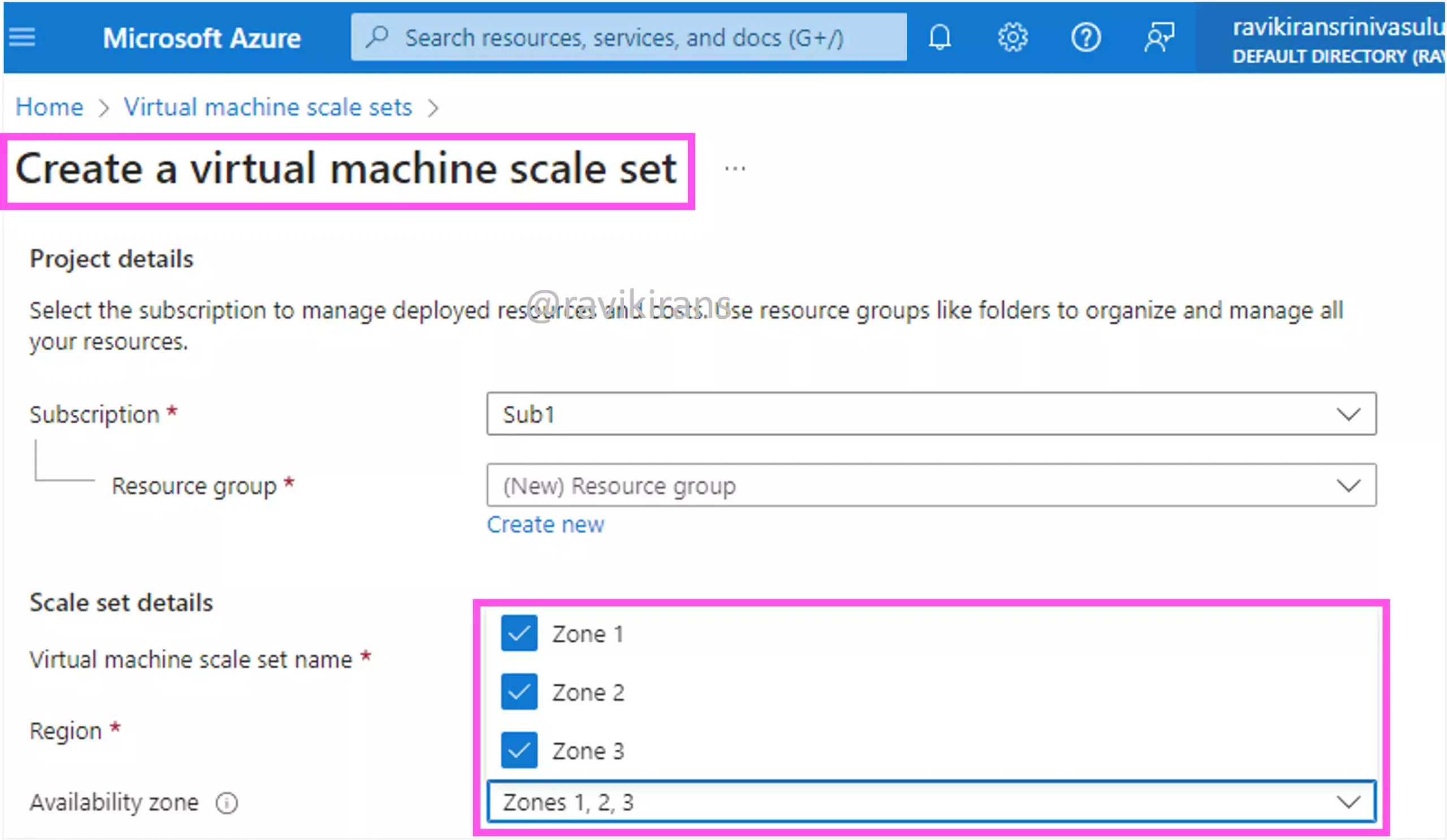 Virtual machine scale set using availability zones