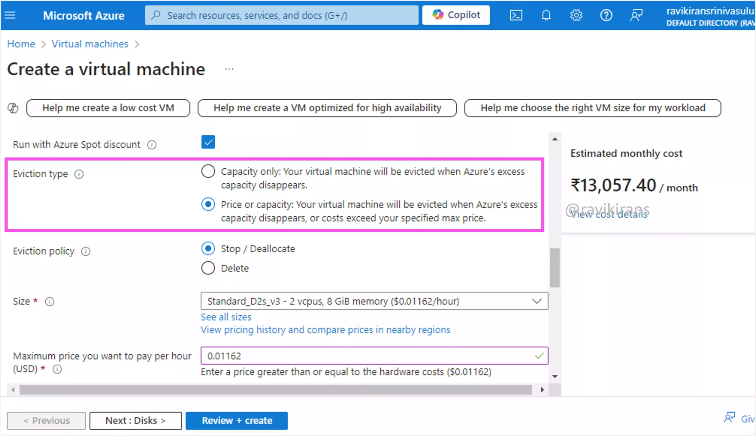 Azure Spot eviction type