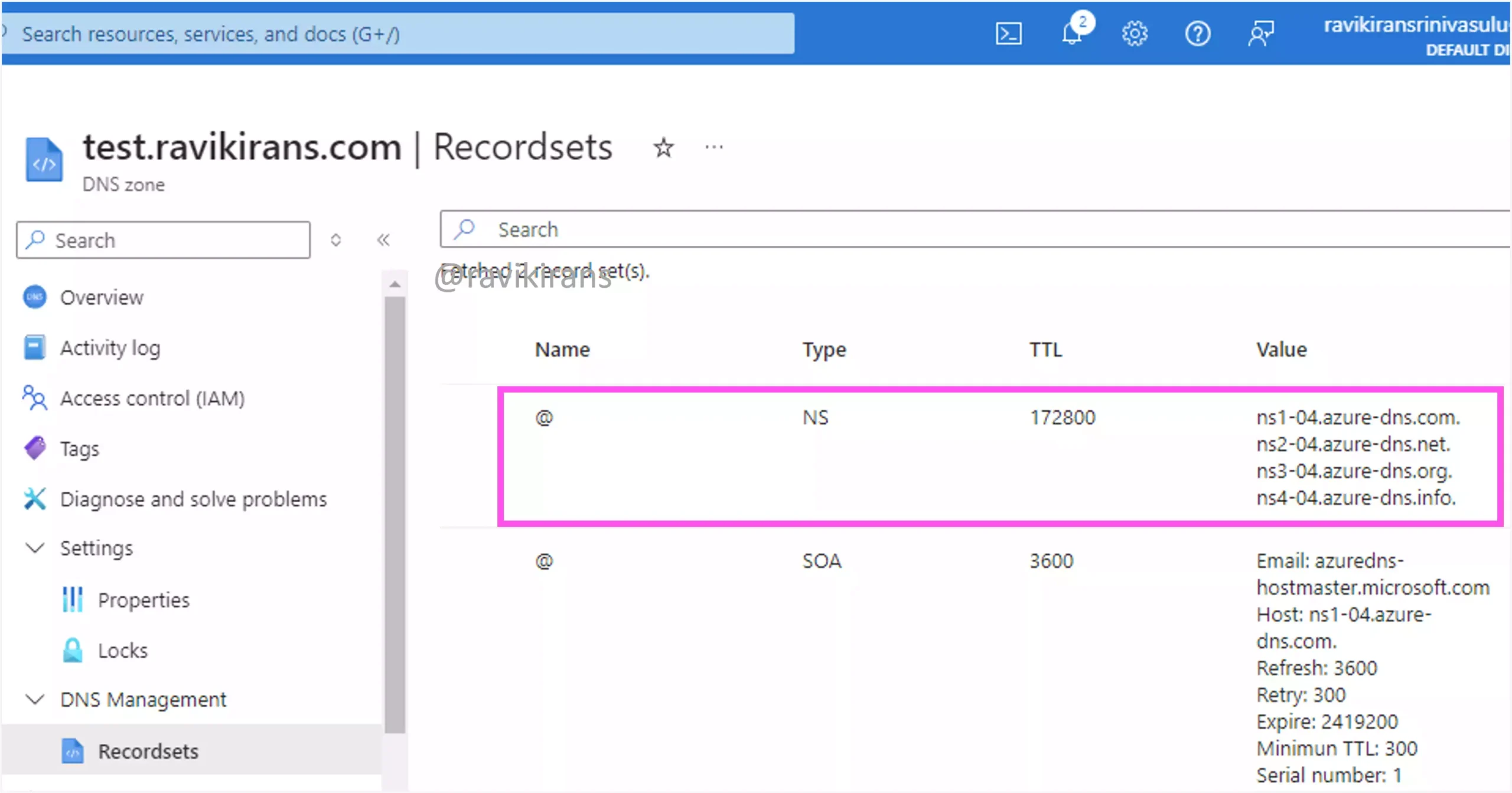 Child Azure DNS zone