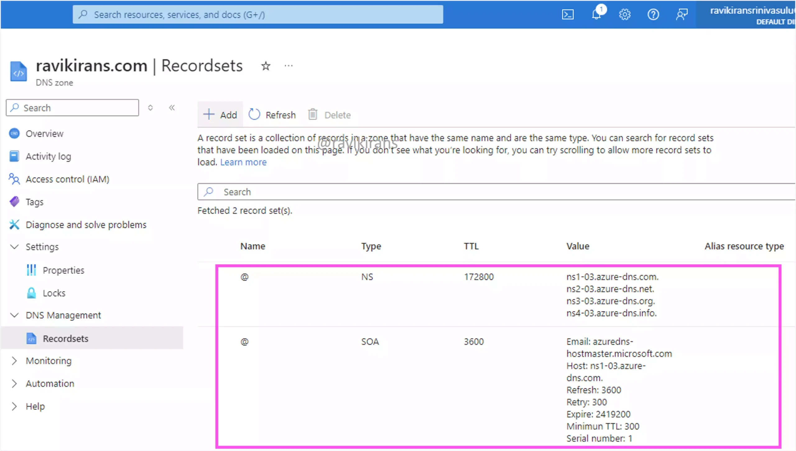 Parent DNS Zone Azure