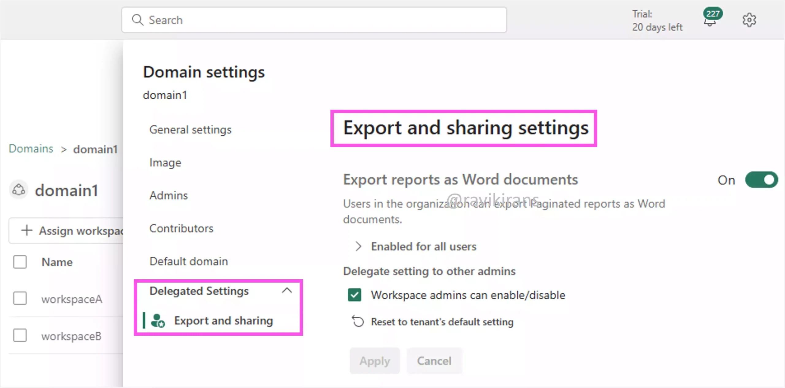 Delegate domain settings to workspace in Fabric Delegate domain settings to workspace in Fabric