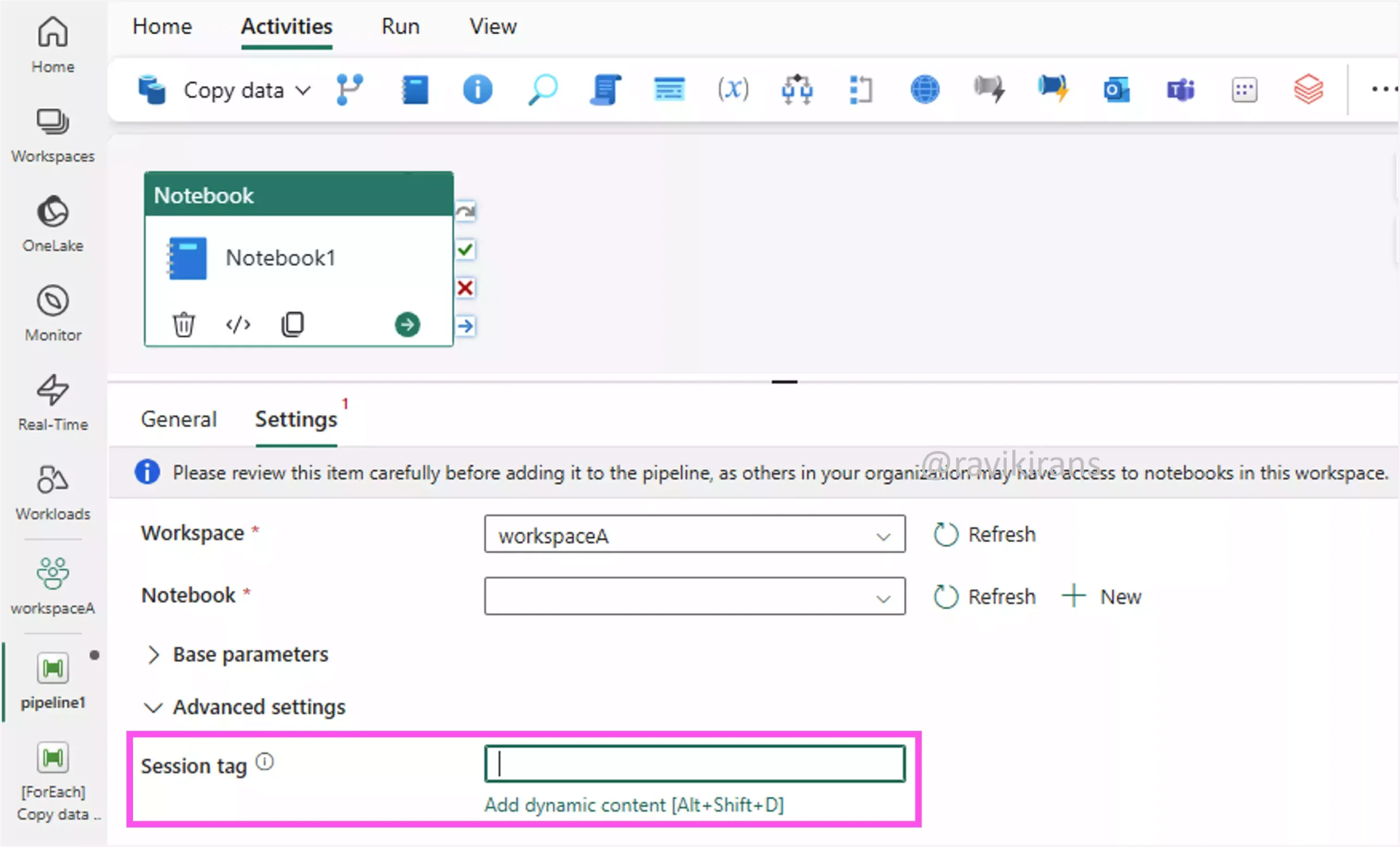 Using session tags in Fabric pipeline notebooks Using session tags in Fabric pipeline notebooks