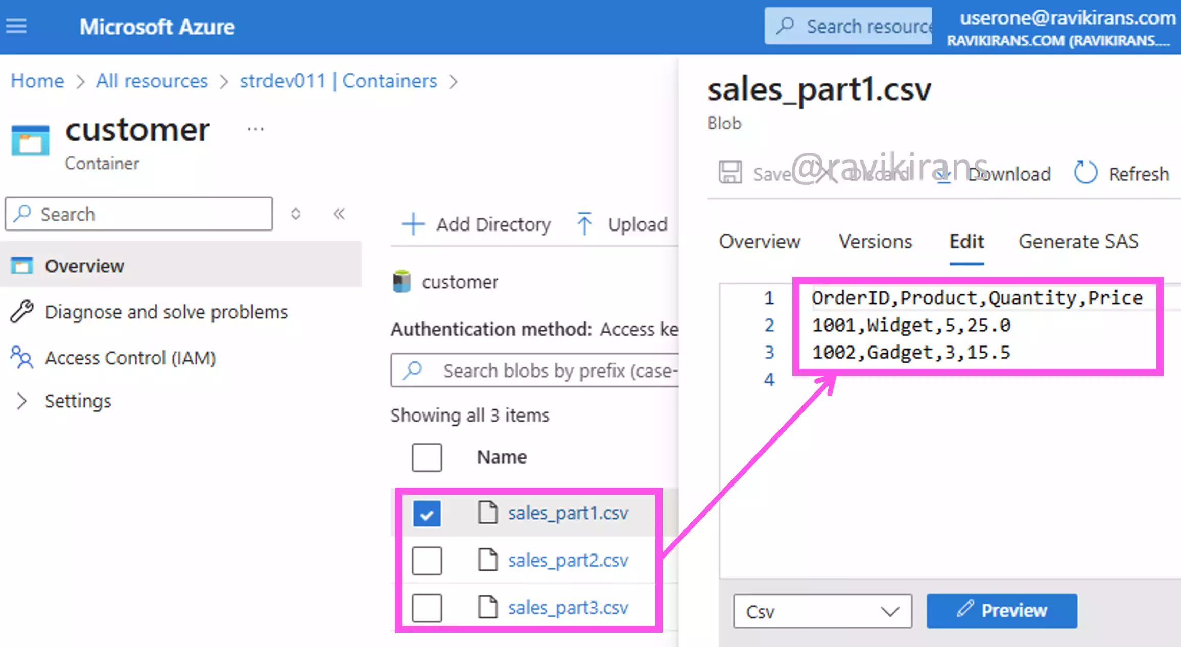 CSV files in Azure Storage Account CSV files in Azure Storage Account