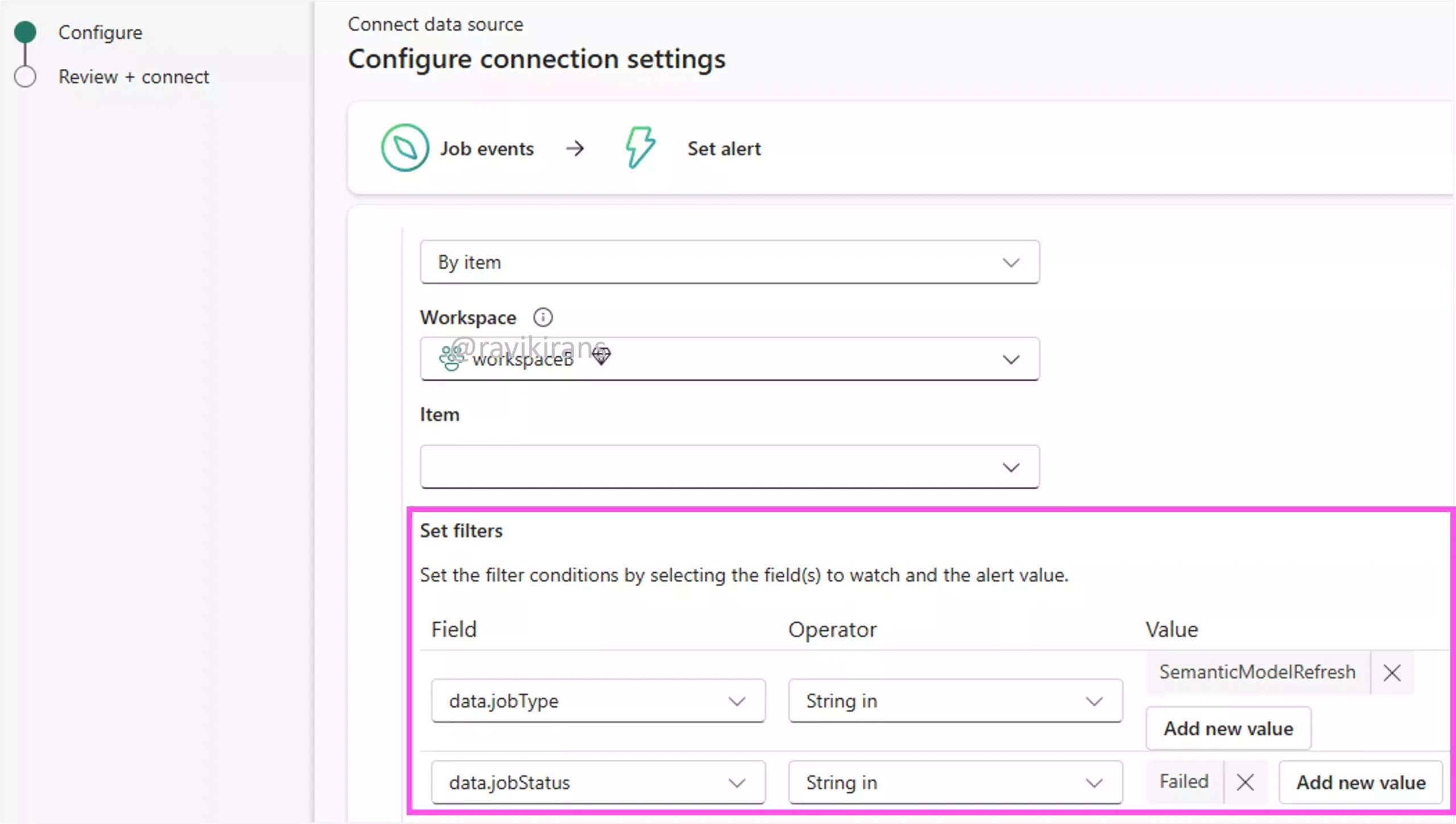 Configure a filter in alerts