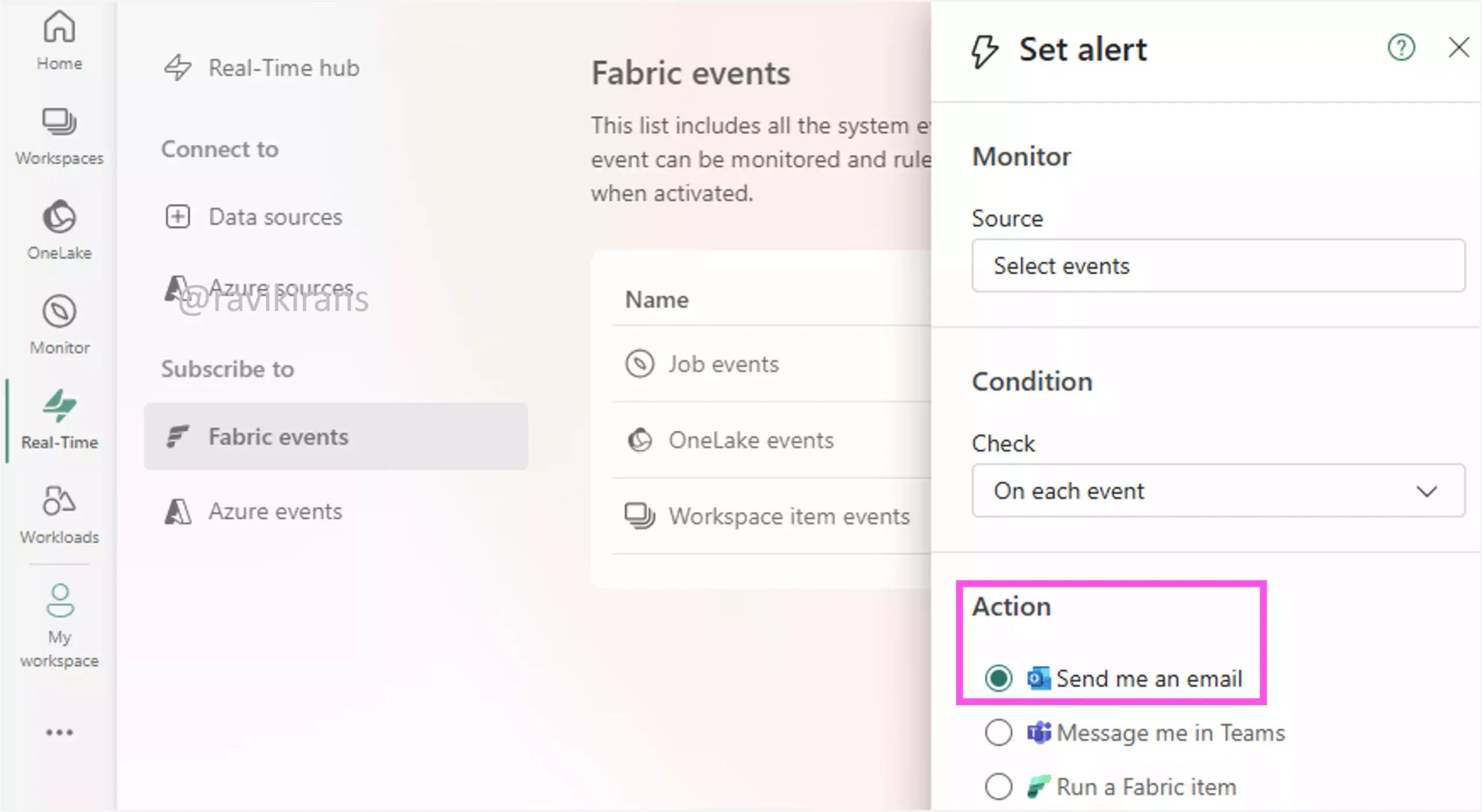Send an email for alert actions