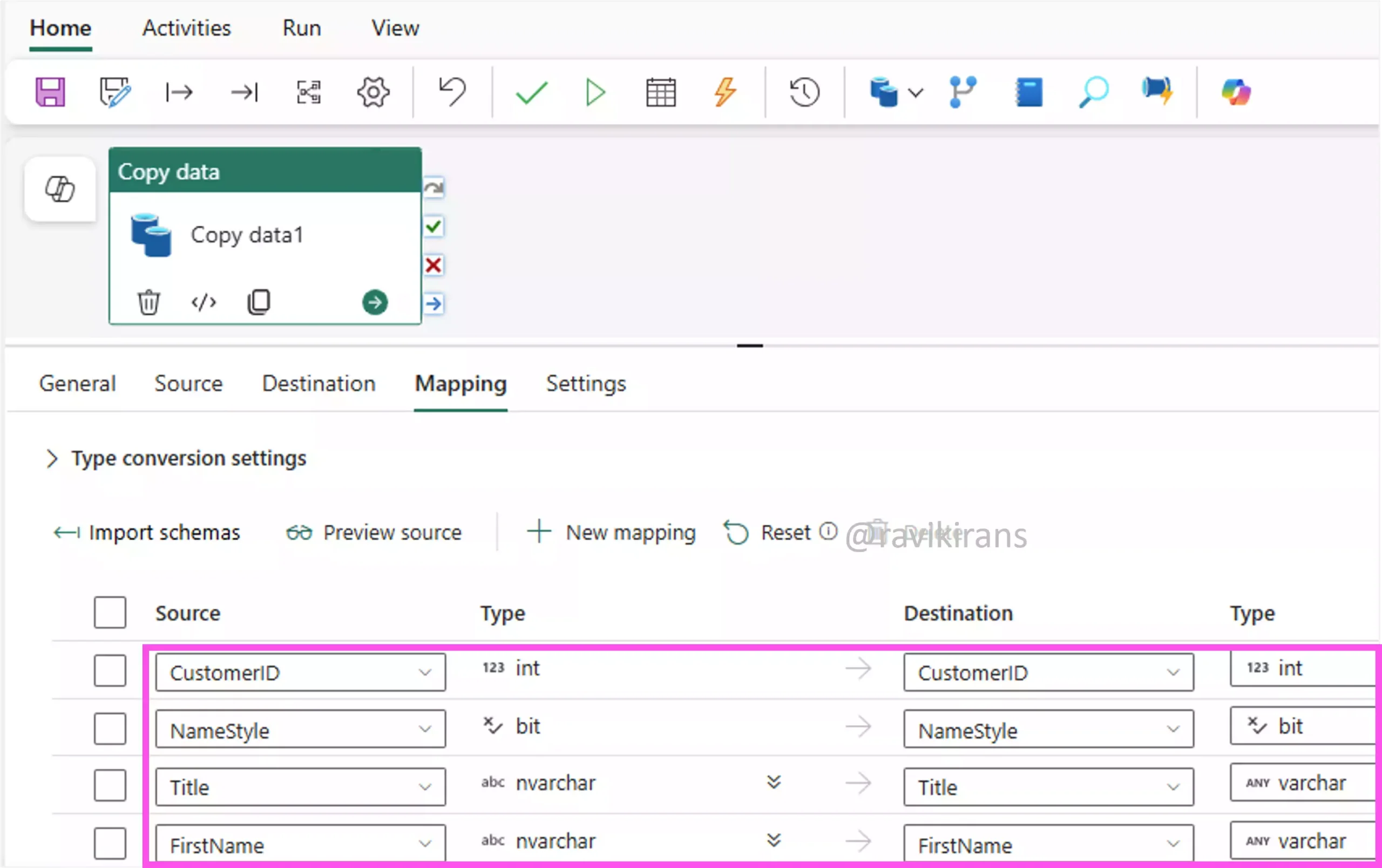 Adjust data type mappings