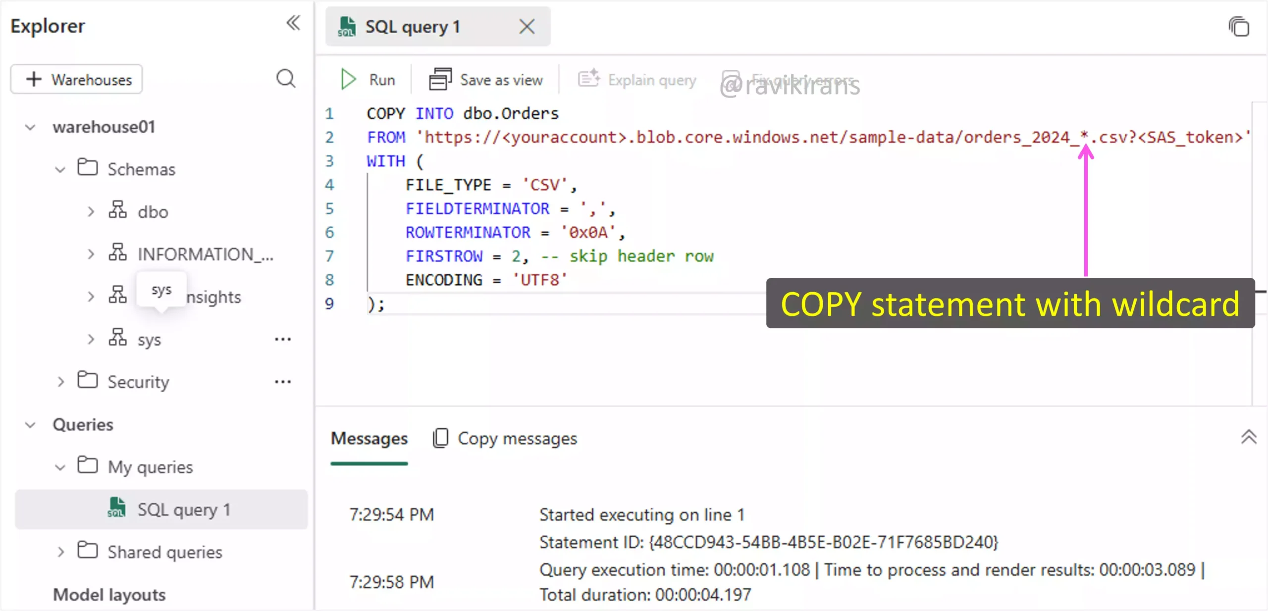 Use COPY statement with wildcards Use COPY statement with wildcards